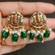 Handmade Brass Metal Jewellery Green Bead Pendant Set